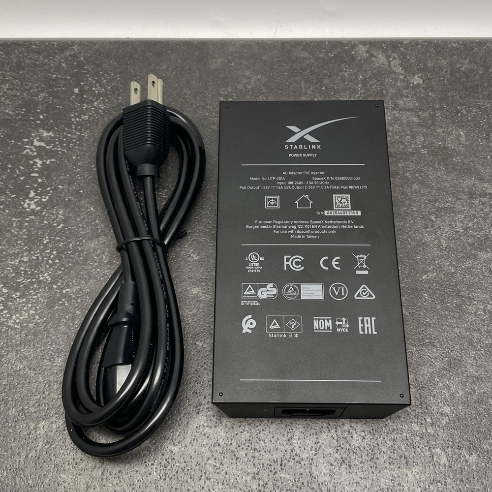 Starlink Satellite Internet Gen 1 Router Power Supply UTP-201A + 3 Prong Cord